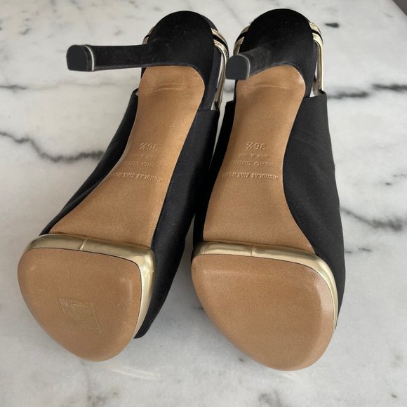 Nicholas Kirkwood Satin, Leather and Velvet Slingback Platform Sandals - Picture 10 of 12